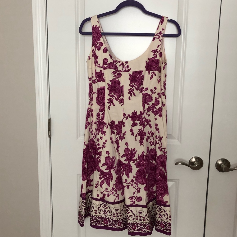 Nine West Cream and Purple Full Skirt Dress